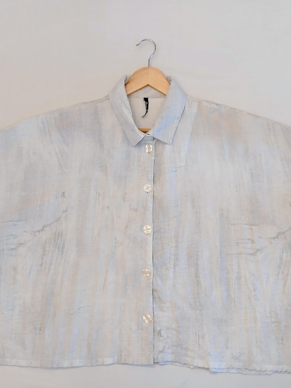 Light Blue Linen Blend Men's Button-Up Shirt